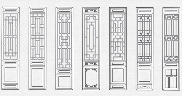 宝山常用中式仿古花窗图案隔断设计图